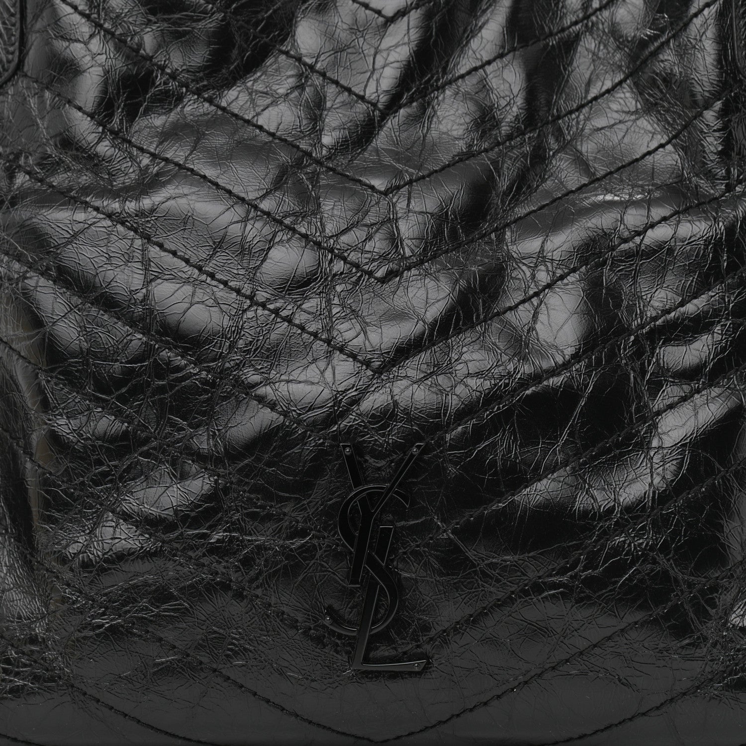Saint Laurent Crinkled Calfskin Matelasse Monogram Medium Niki Shopper Tote Black 8 of 10