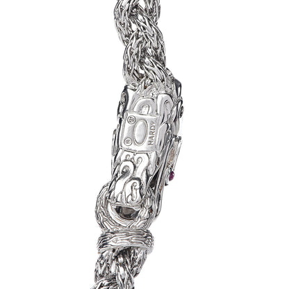 John Hardy Sterling Silver Black Sapphire Ruby Legends Naga Dragon Braided Chain Necklace 5 of 6