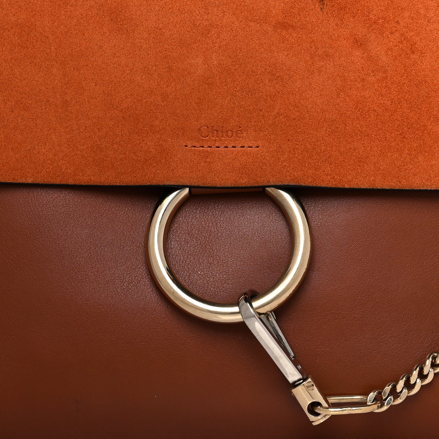 Suede Calfskin Medium Faye Shoulder Bag Tobacco