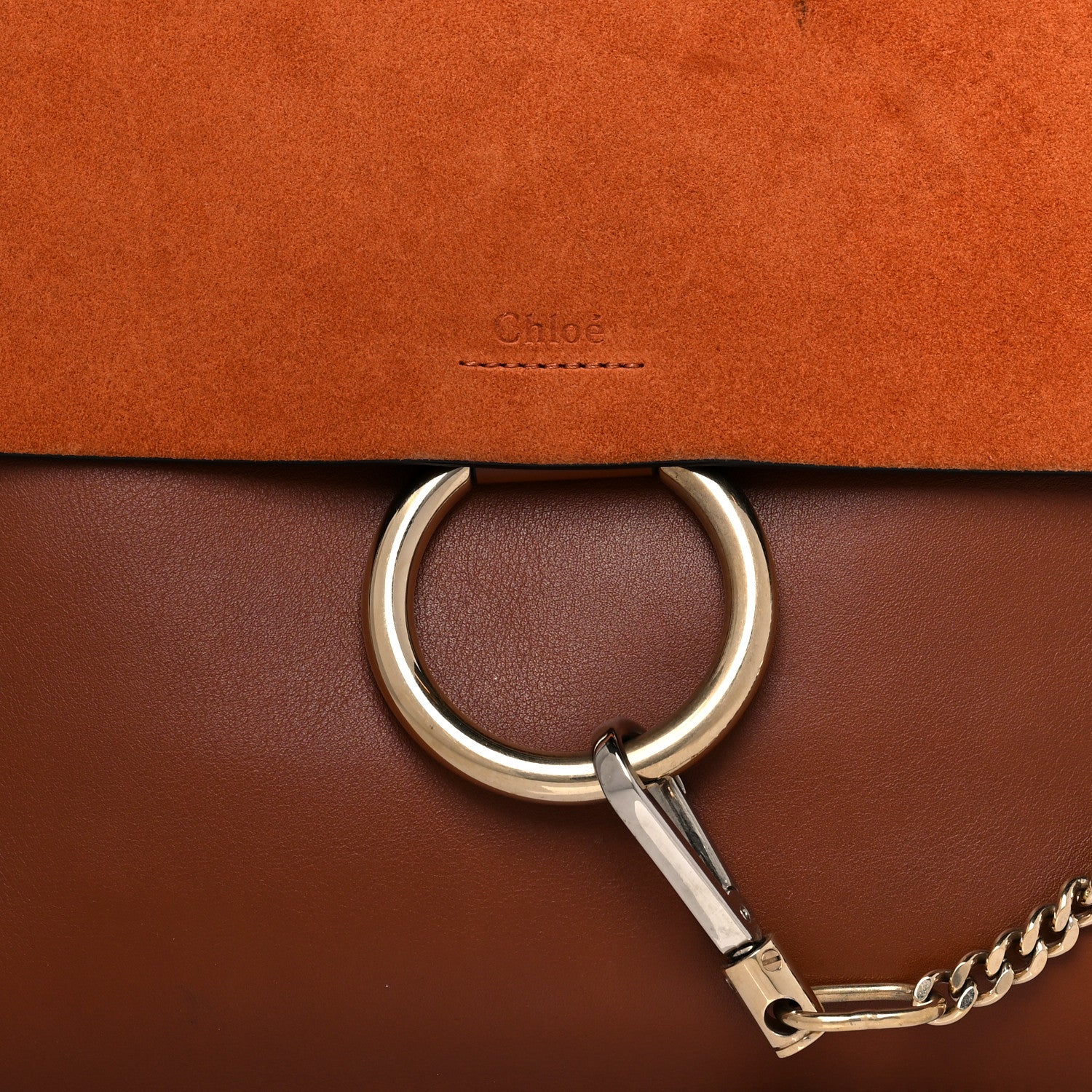 Chloe Suede Calfskin Medium Faye Shoulder Bag Tobacco 7 of 17