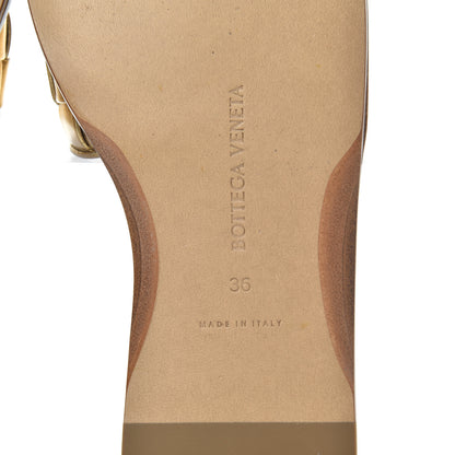 Bottega Veneta Laminated Nappa Intrecciato Squared Toe Flat Sandals 36 Gold 7 of 15