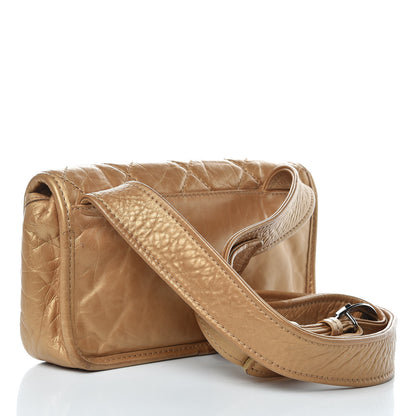 Chanel Aged Calfskin Quilted Vintage Ligne Messenger Flap Gold 3 of 11