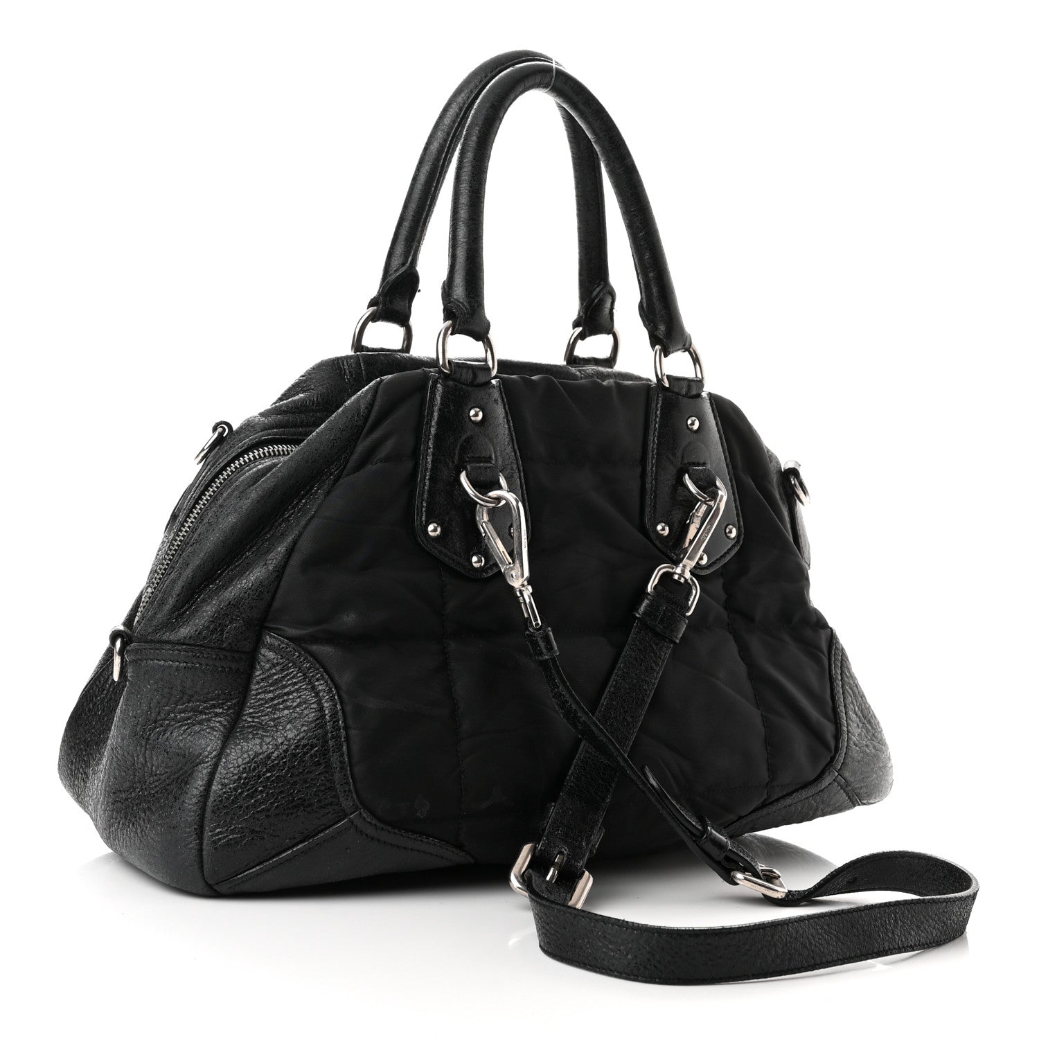 Prada Nylon Quilted 24H Satchel Black 3 of 15
