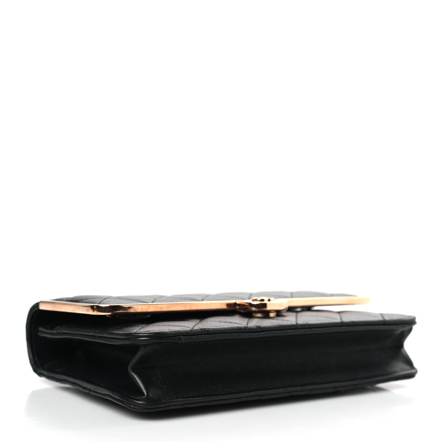 Chanel Lambskin Metal Quilted Wallet On Chain WOC Black 4 of 11