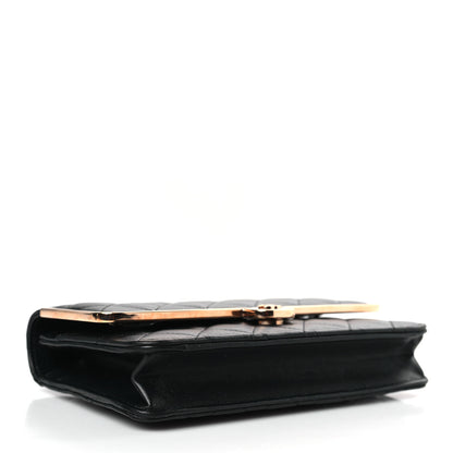 Chanel Lambskin Metal Quilted Wallet On Chain WOC Black 4 of 11
