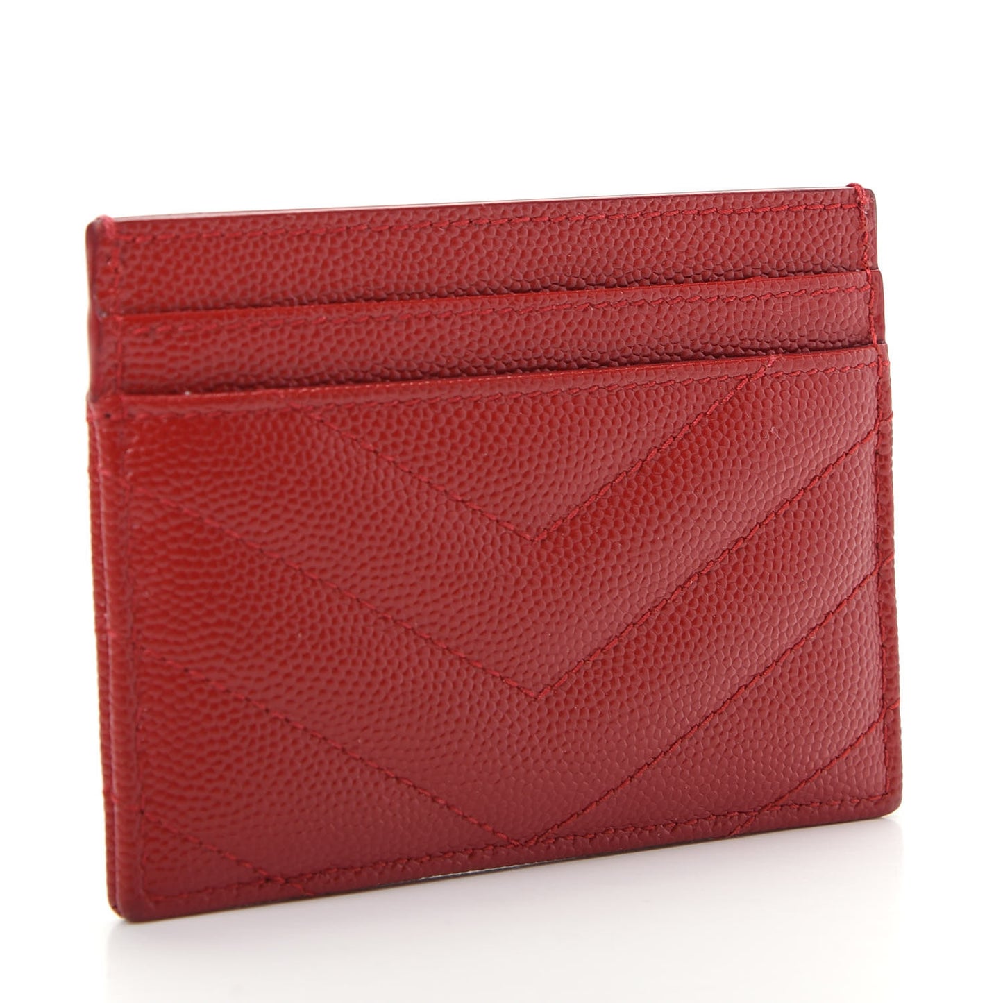 Grain De Poudre Matelasse Chevron Monogram Credit Card Case New Red
