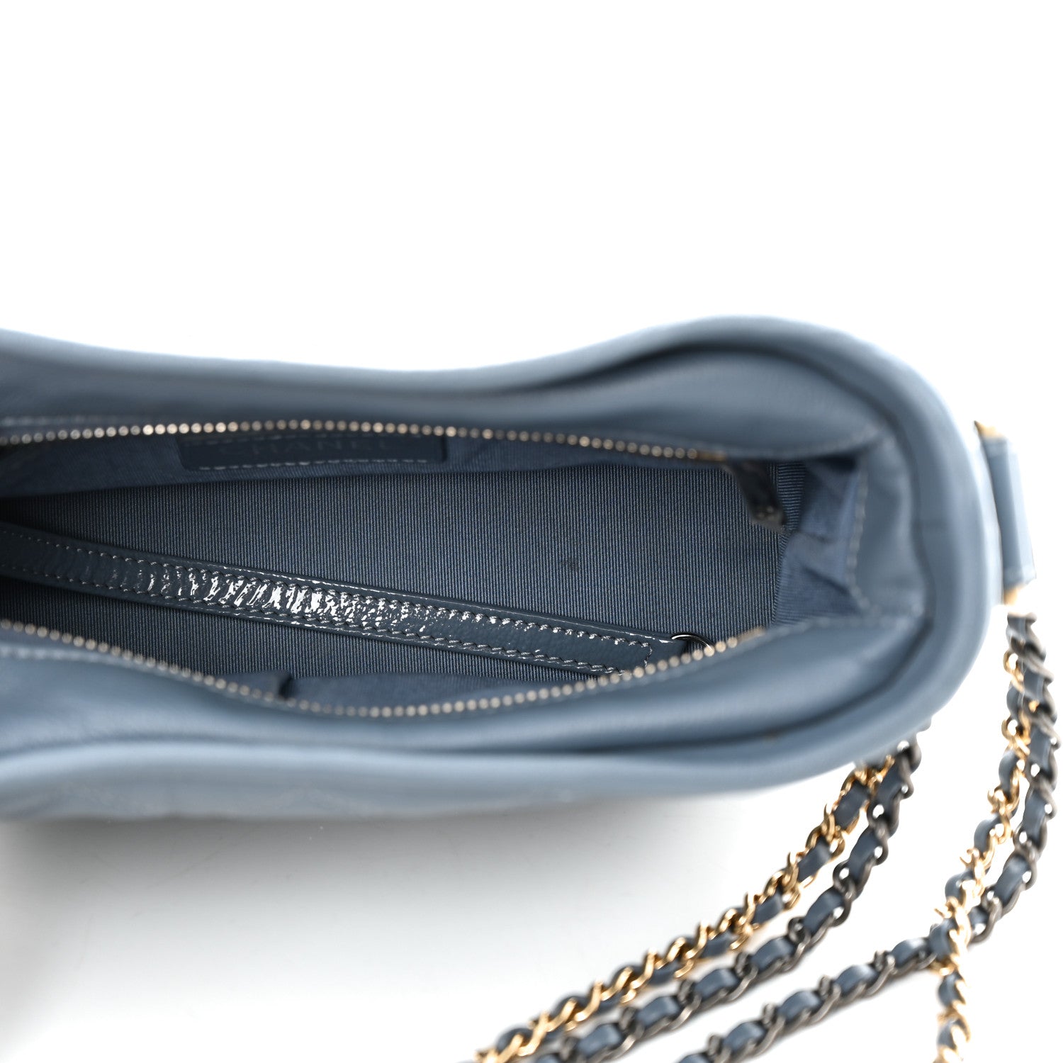 Chanel Patent Goatskin Quilted Small Gabrielle Hobo Blue 5 of 10