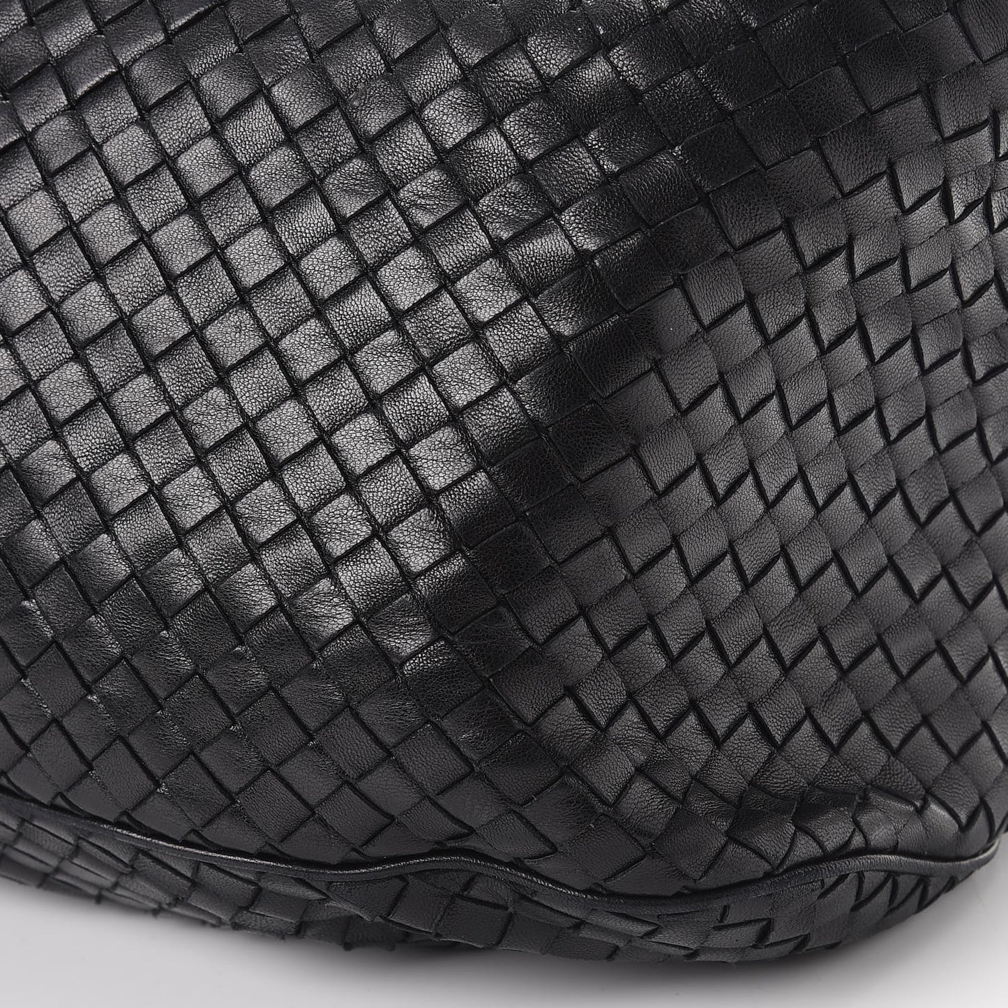 Nappa Intrecciato Drawstring Hobo Bag Nero Black