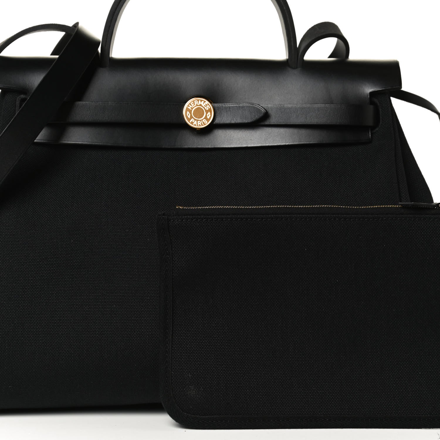 Hermes Military Toile Vache Hunter Herbag Zip Retourne 31 PM Black 7 of 10