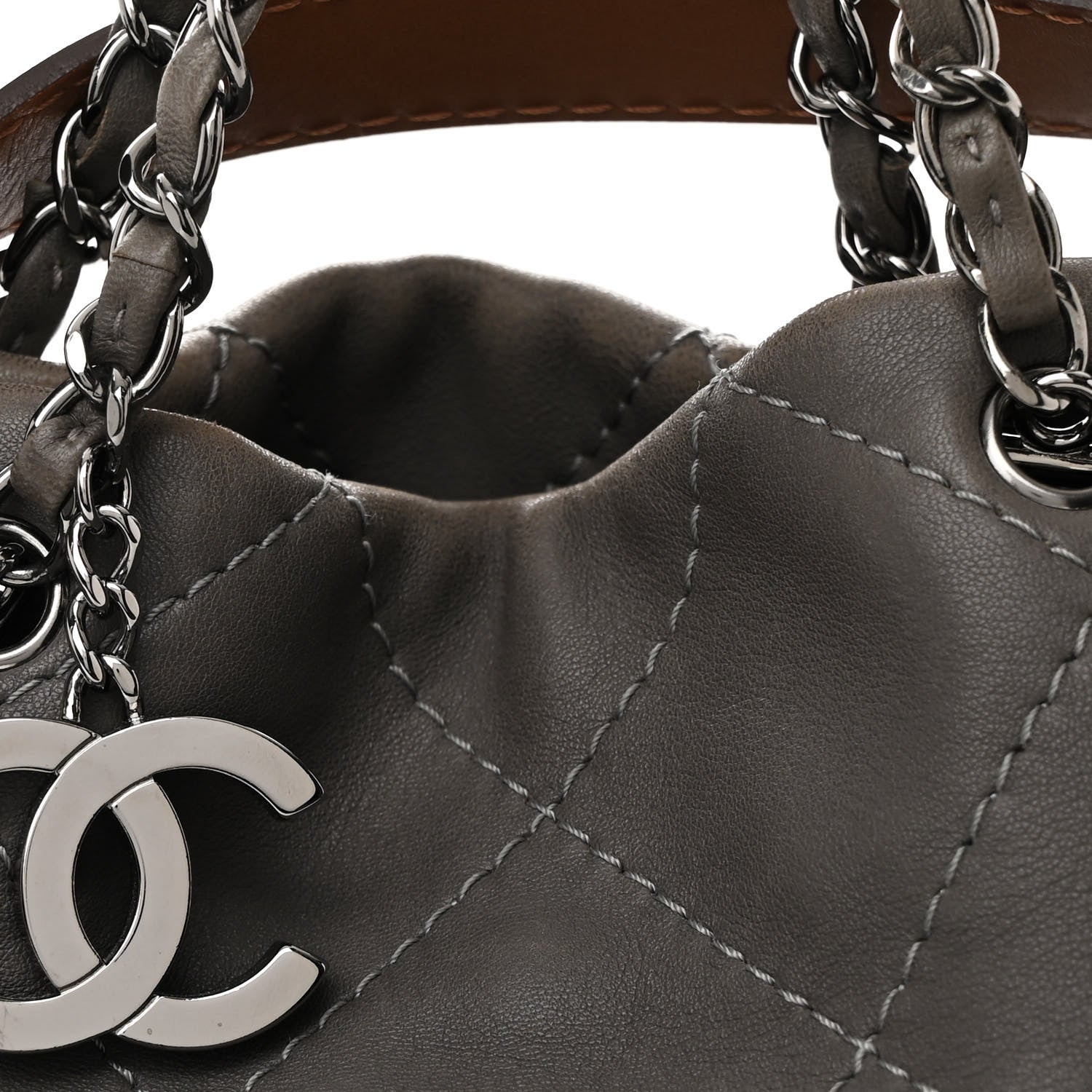 Chanel Calfskin Country Chic Stitched Hobo Grey 8 of 13