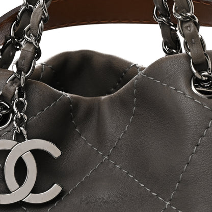 Chanel Calfskin Country Chic Stitched Hobo Grey 8 of 13