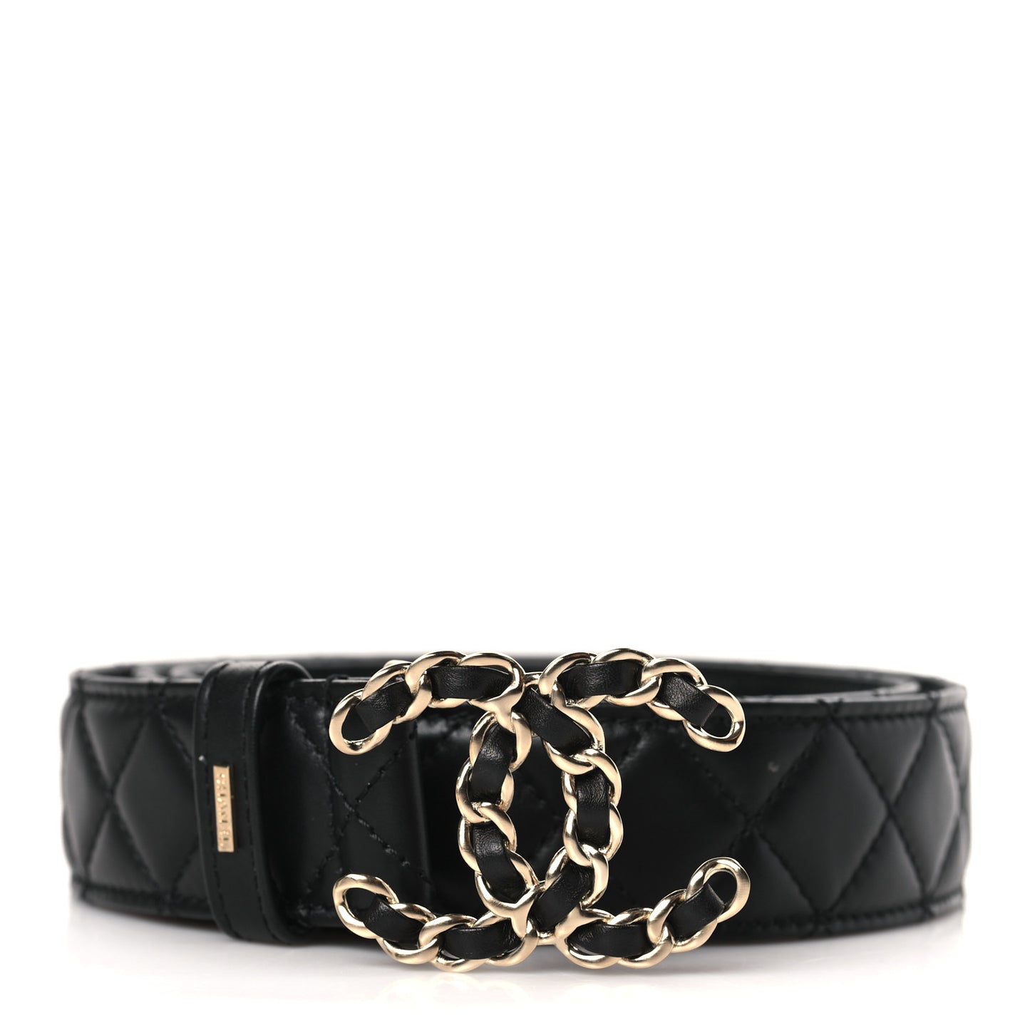 Calfskin Quilted CC Chain Belt 90 36 Black