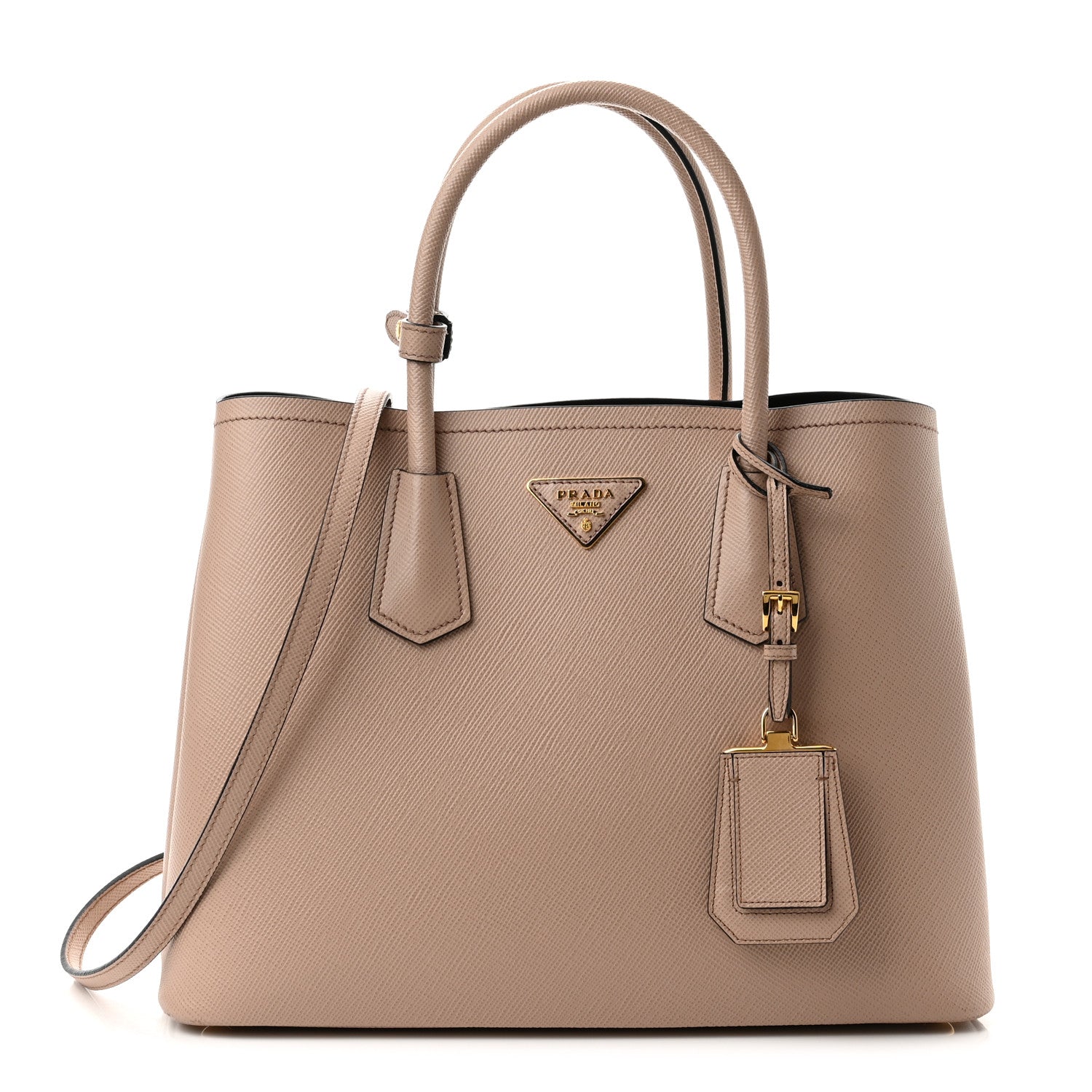 Prada Saffiano Cuir Medium Double Bag Cammeo Rosa 1 of 9