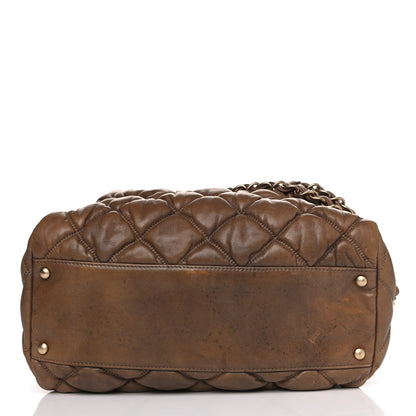 Chanel Calfskin Bubble Quilt Bowler Brown 19 of 28
