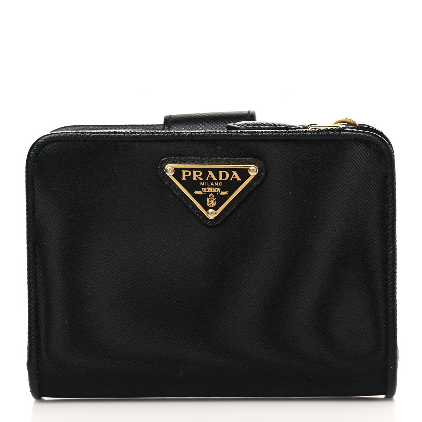 Tessuto Nylon Saffiano Metal Compact Wallet Black