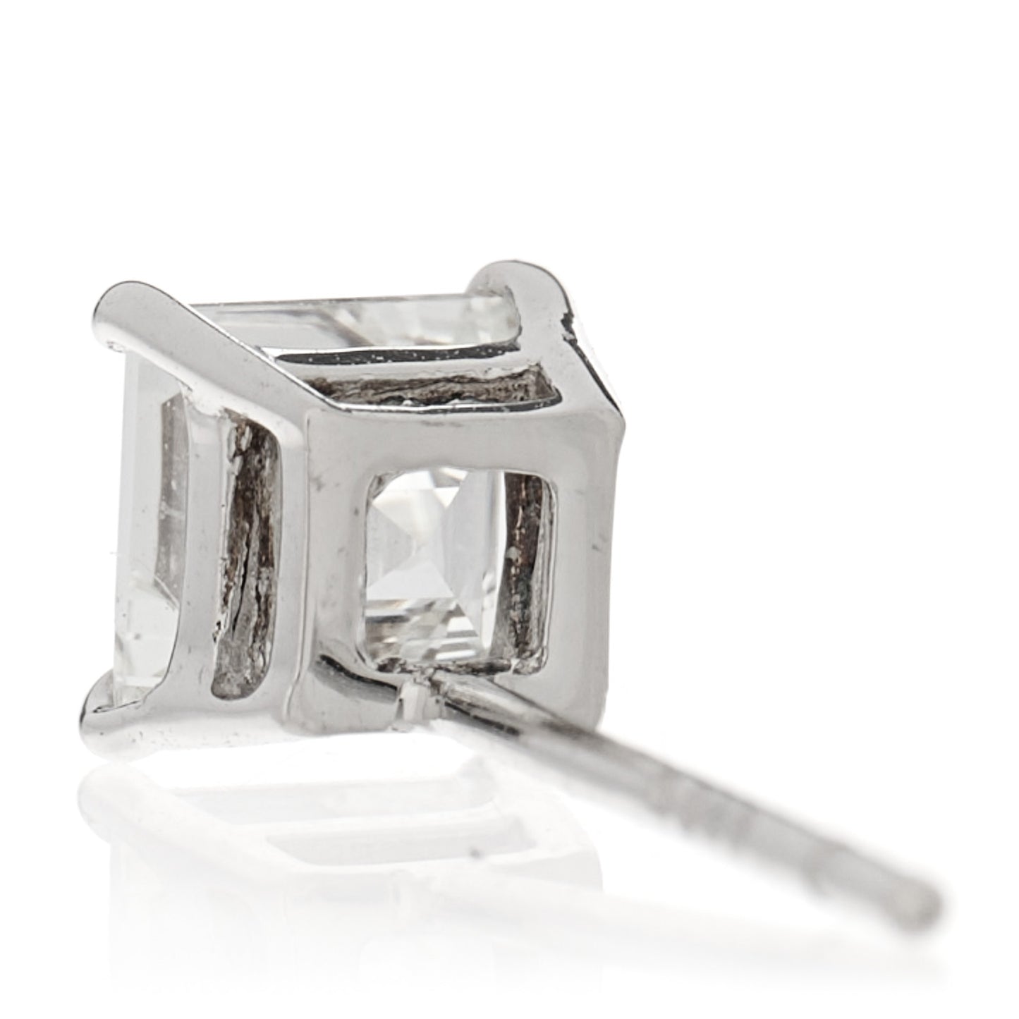 Platinum Diamond .68ct Square Cut Solitaire Earrings
