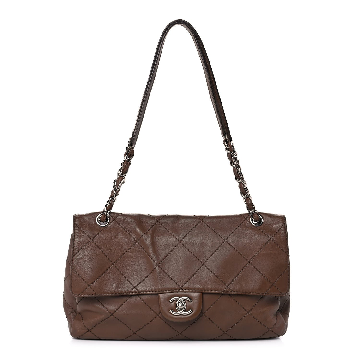 Chanel Calfskin Stitched Flap Brown 1 of 12