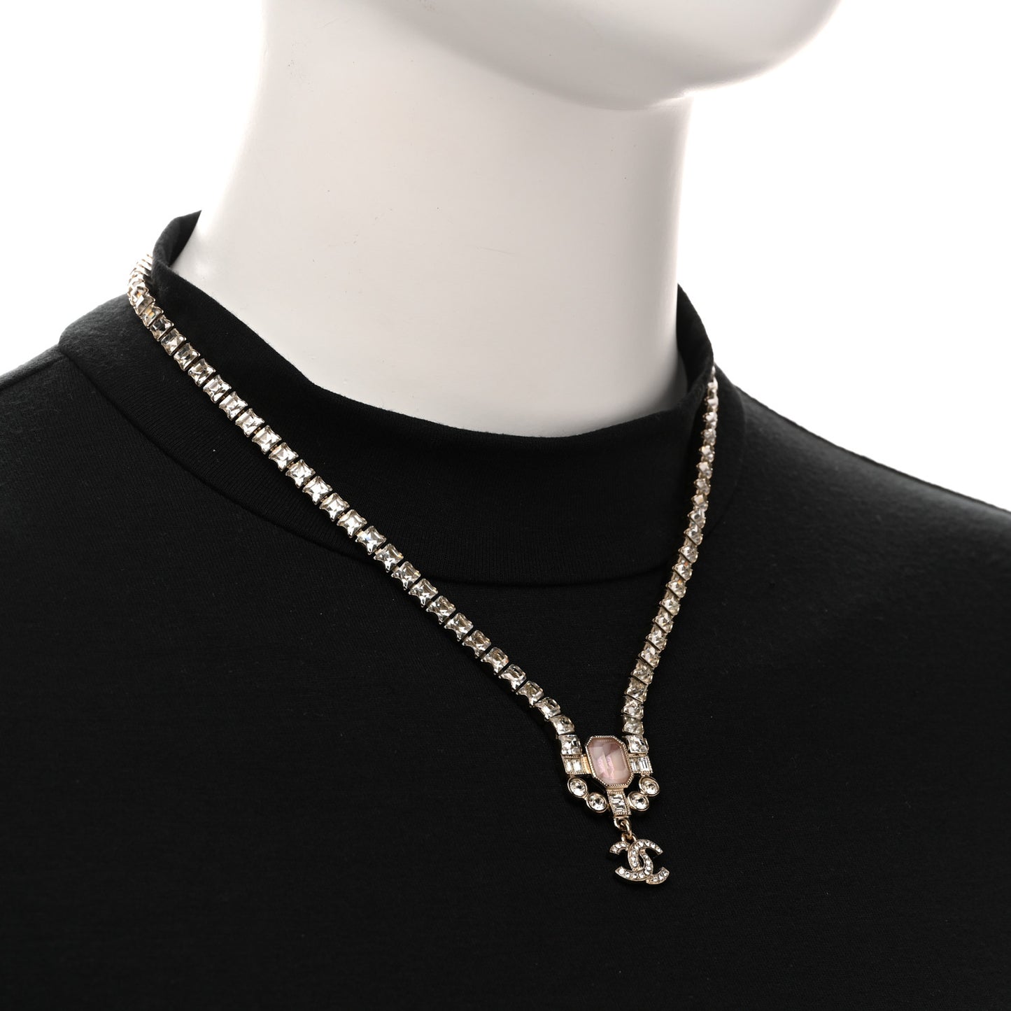 Crystal CC Pendant Choker Gold Pink