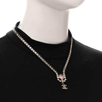 Chanel Crystal CC Pendant Choker Gold Pink 2 of 6