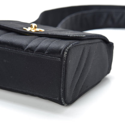 Chanel Satin Vertical Quilt Mini Flap Shoulder Bag Black 10 of 15