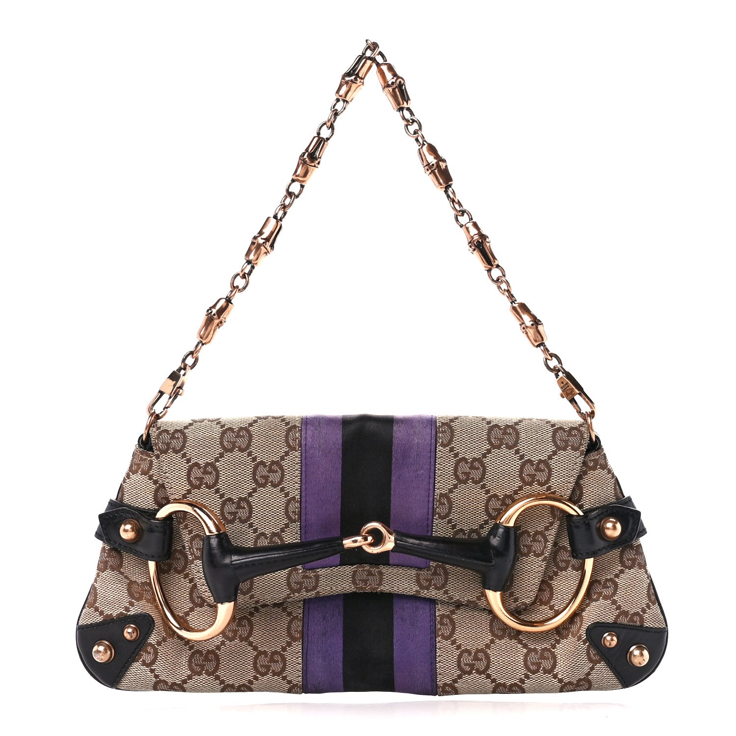 Gucci Tom Ford Monogram Horsebit Web Clutch Purple 1 of 10