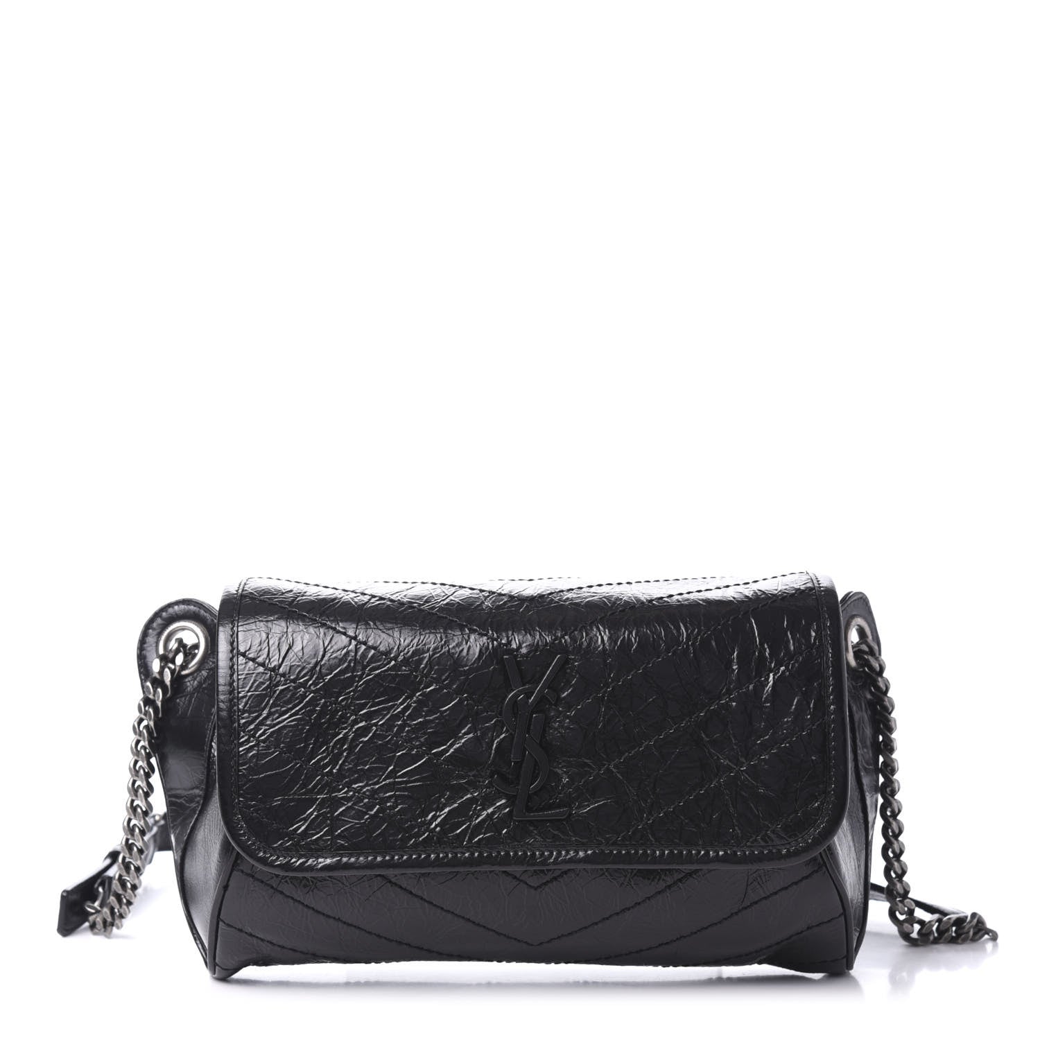 Saint Laurent Crinkled Calfskin Matelasse Monogram Niki Body Bag Black 1 of 10