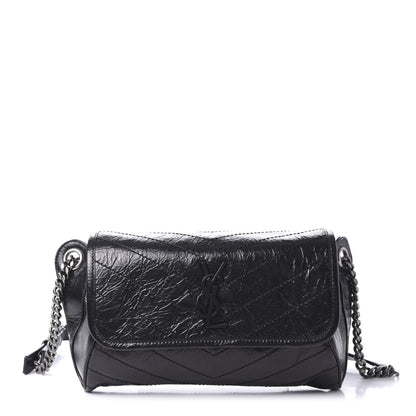 Saint Laurent Crinkled Calfskin Matelasse Monogram Niki Body Bag Black 1 of 10
