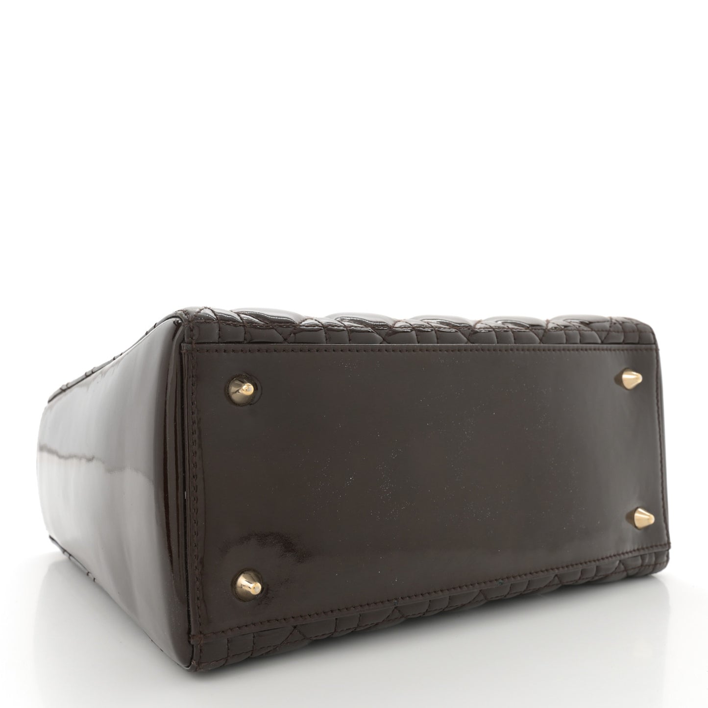 Patent Cannage Medium Lady Dior Dark Brown