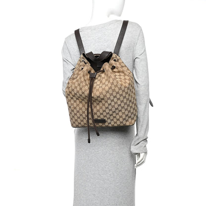 Gucci Monogram Dollar Calfskin O Drawstring Backpack Beige Ebony Testa di Moro Dark Chocolate 2 of 10