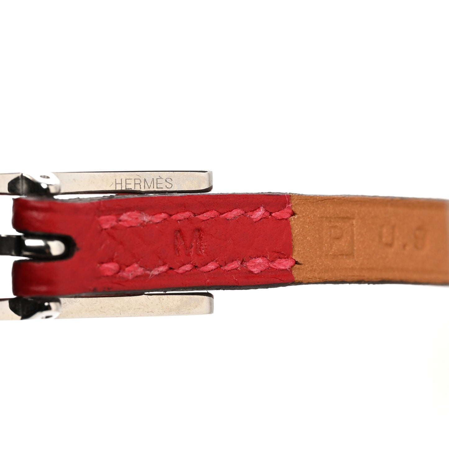 Epsom Hapi 3 MM Triple Tour Wrap Bracelet M Rouge Casaque