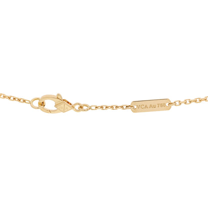 Van Cleef & Arpels 18K Yellow Gold Pink Enamel Vintage Alhambra Pendant Necklace 6 of 7