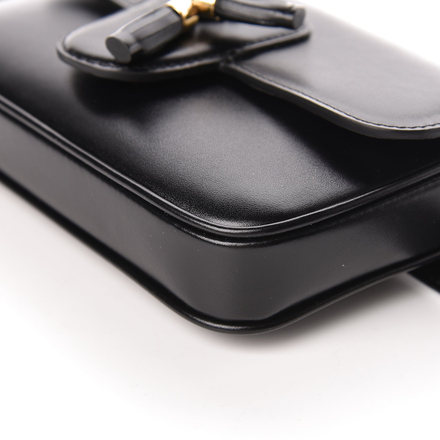 Smooth Calfskin Tassel Belt Bag Black