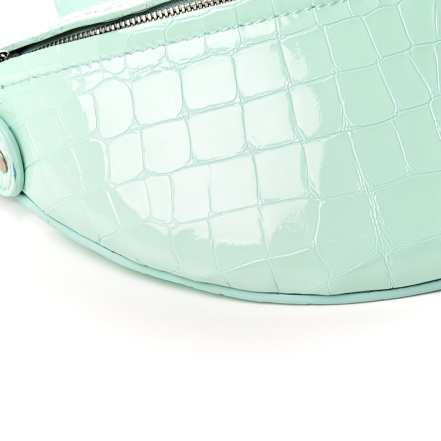 Shiny Calfskin Crocodile Embossed XXS Souvenir Belt Bag Green
