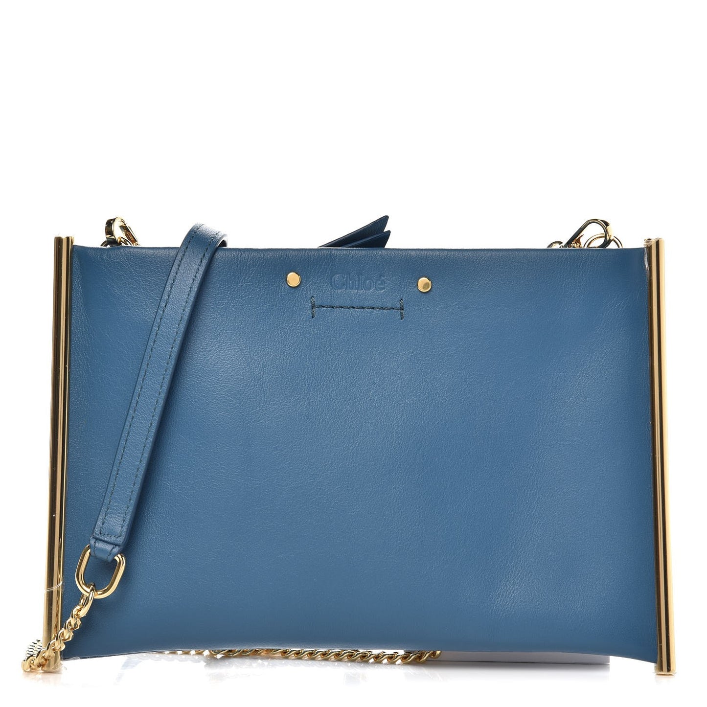 Calfskin Mini Roy Chain Pouch Vinyl Blue