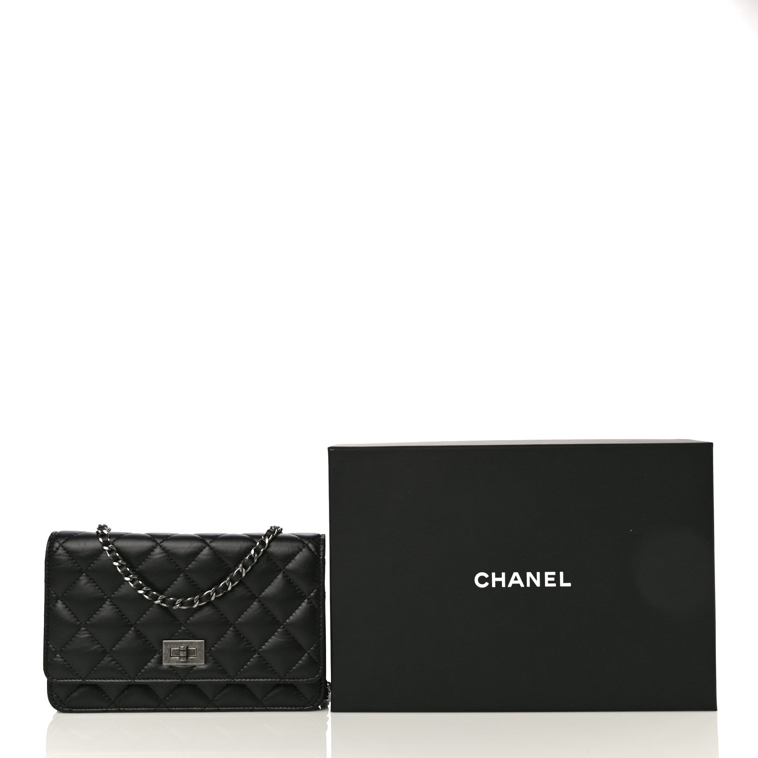 Chanel Aged Calfskin Quilted Reissue Wallet On Chain WOC Black 13 of 13