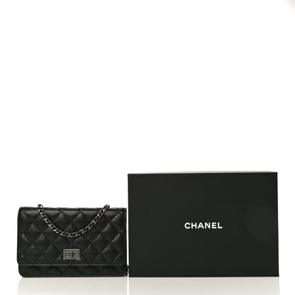 Chanel Aged Calfskin Quilted Reissue Wallet On Chain WOC Black 13 of 13