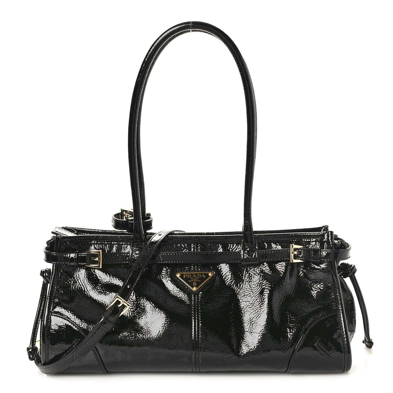 Prada Glossy Calfskin Medium Shoulder Bag Black 1586551 – FASHIONPHILE