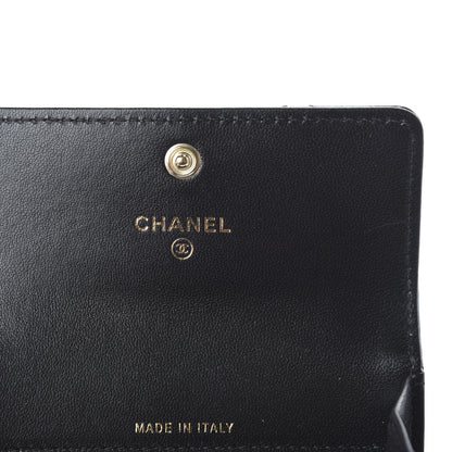 Chanel Lambskin Quilted CC Button Flap Card Holder Black 8 of 13
