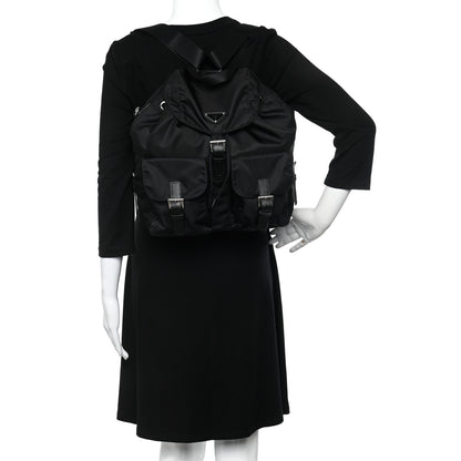 Prada Tessuto Nylon Saffiano Medium Backpack Black 2 of 12