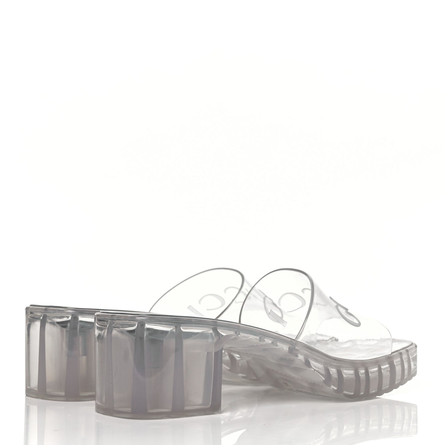 Rubber Gucci Logo Womens Platform 20/60mm Slide Sandals 38 Transparent