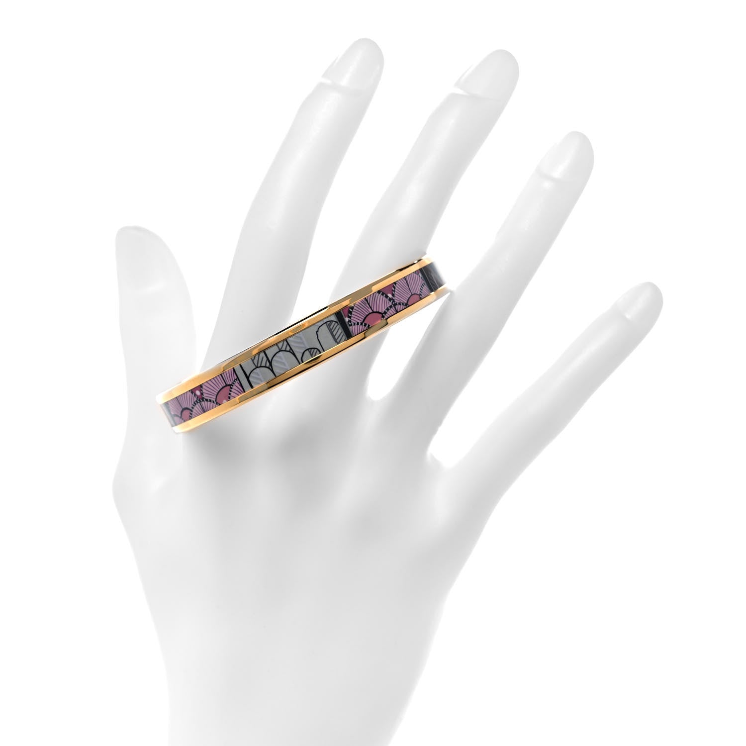 Hermes Enamel Printed Narrow Tree of Song Bracelet 70 Faux Gris 2 of 6