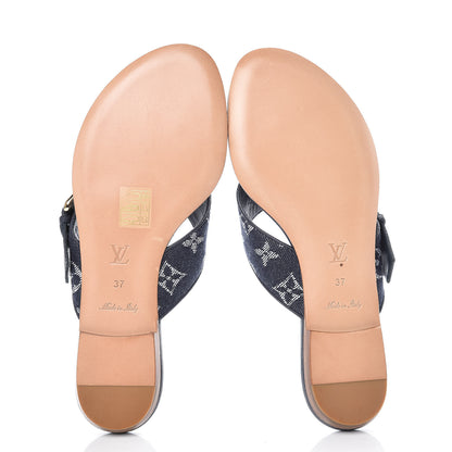 Louis Vuitton Denim Monogram Formentera Thong Sandals 37 Grand Blue 5 of 8