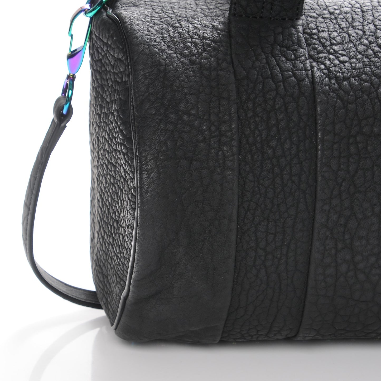Pebbled Lambskin Rocco Matte Black Iridescent Hardware
