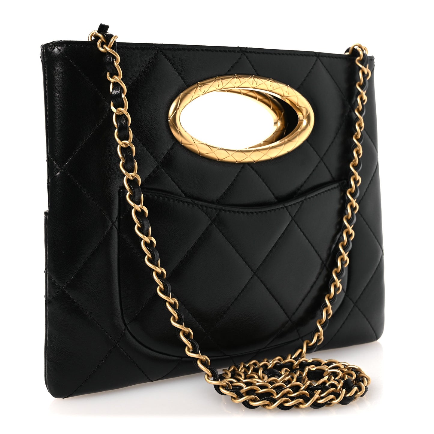 Lambskin Quilted Clutch Mini Flap Bag Black