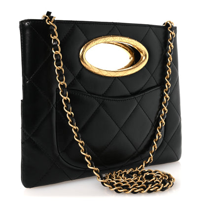Chanel Lambskin Quilted Clutch Mini Flap Bag Black 3 of 12