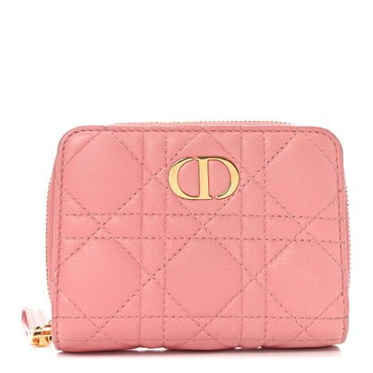 Christian Dior Grained Calfskin Supple Cannage Caro Compact Zipped Wallet Pink 1 of 7