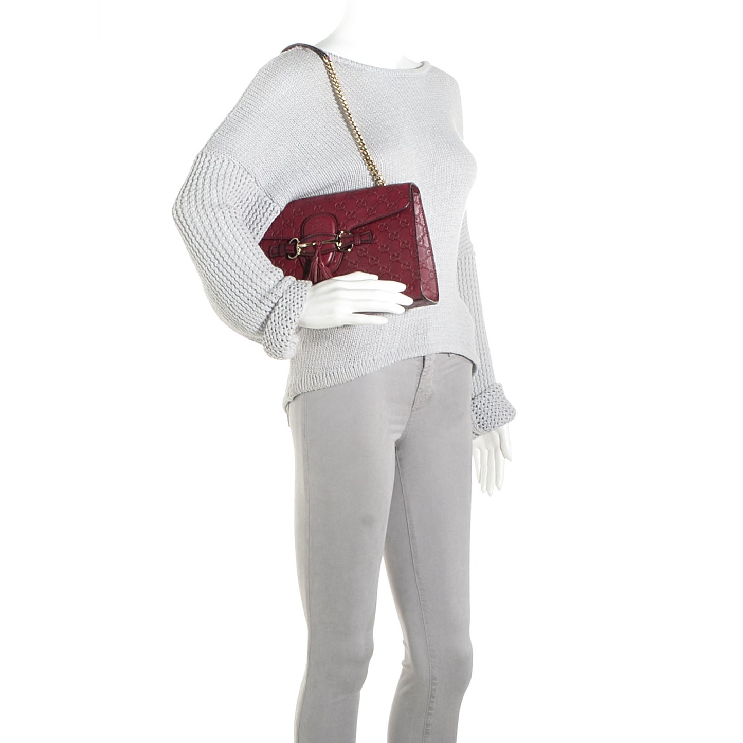 Soft Guccissima Medium Emily Chain Shoulder Bag Classic Ruby