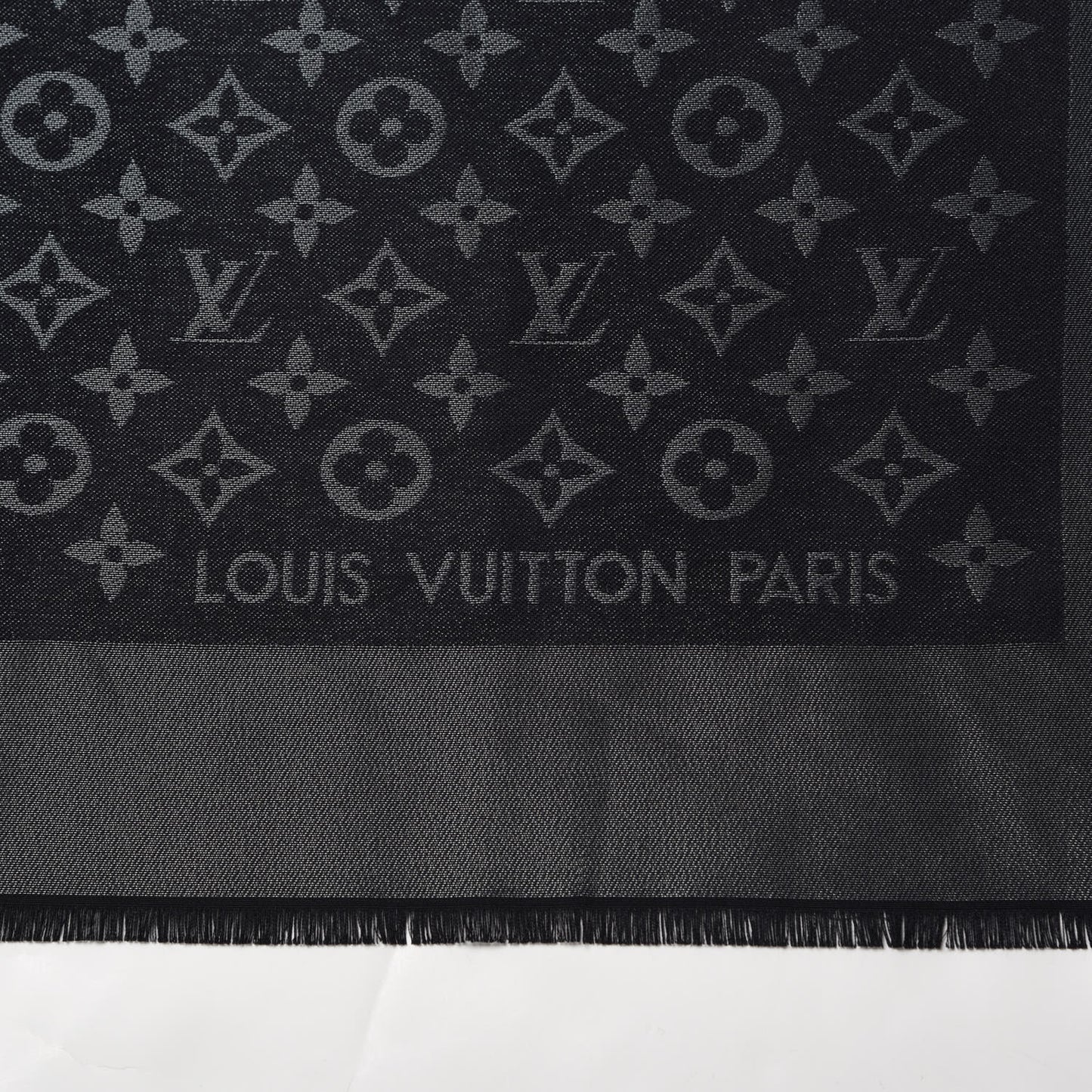 Silk Lurex Wool Monogram Shine Shawl Black