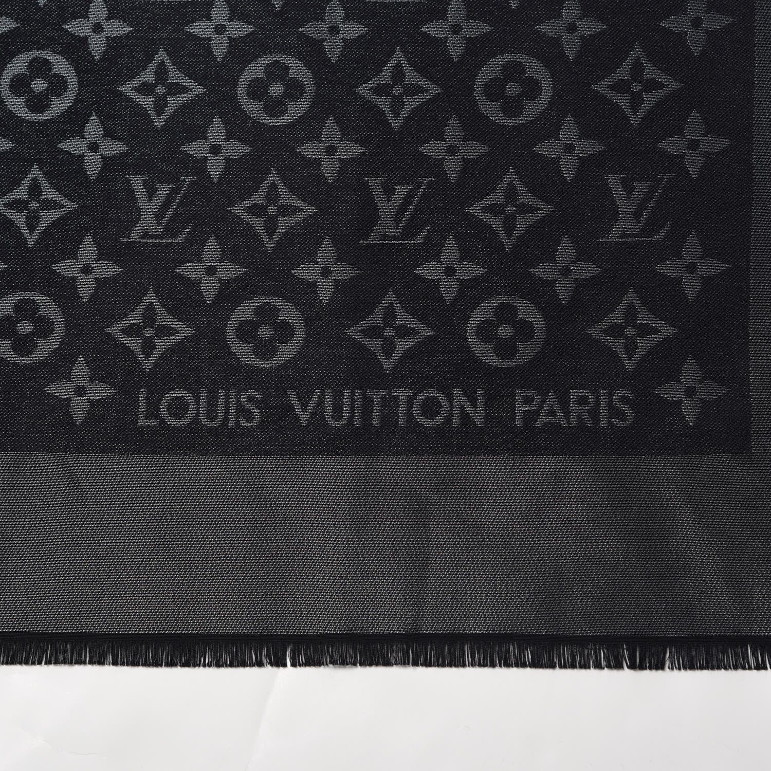 Louis Vuitton Silk Lurex Wool Monogram Shine Shawl Black 3 of 4