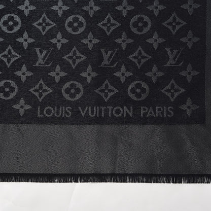 Louis Vuitton Silk Lurex Wool Monogram Shine Shawl Black 3 of 4